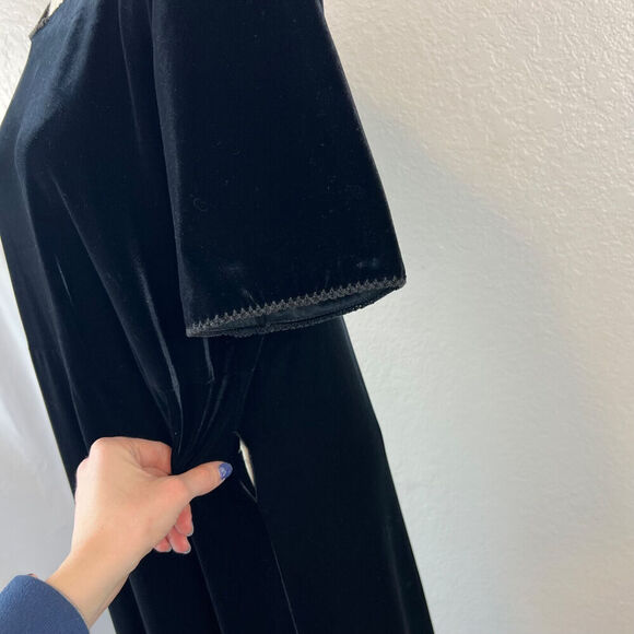 VTG Talbots Dress Womens 14 Black Velvet Maxi Fairy Grunge Goth Vamp Y2K READ - Picture 5 of 15